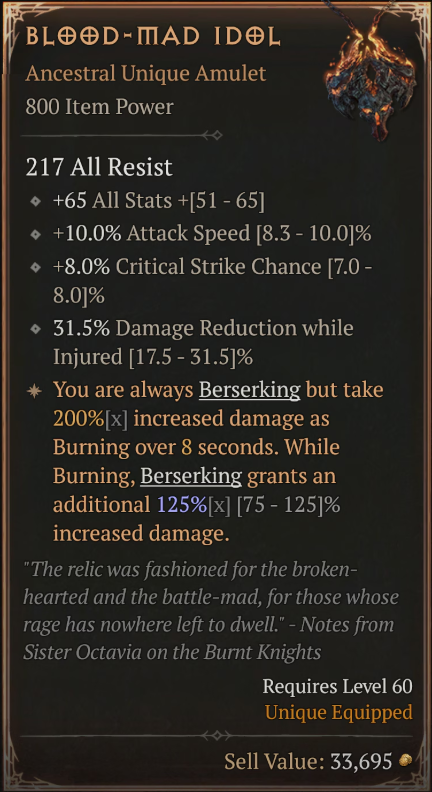 Diablo 4 Season 12 New Uniques - Blood-Mad Idol