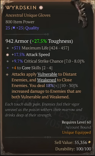Diablo 4 Season 12 New Uniques - Wyrdskin