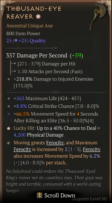Diablo 4 Season 12 New Uniques - Thousand-Eye Reaver