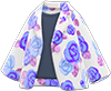 Blue roses on white rose-print jacket