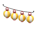 Festival-lantern set|Yellow & white stripes Lantern pattern Red