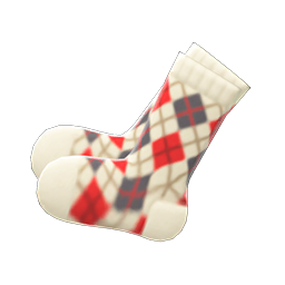 Argyle Crew Socks White